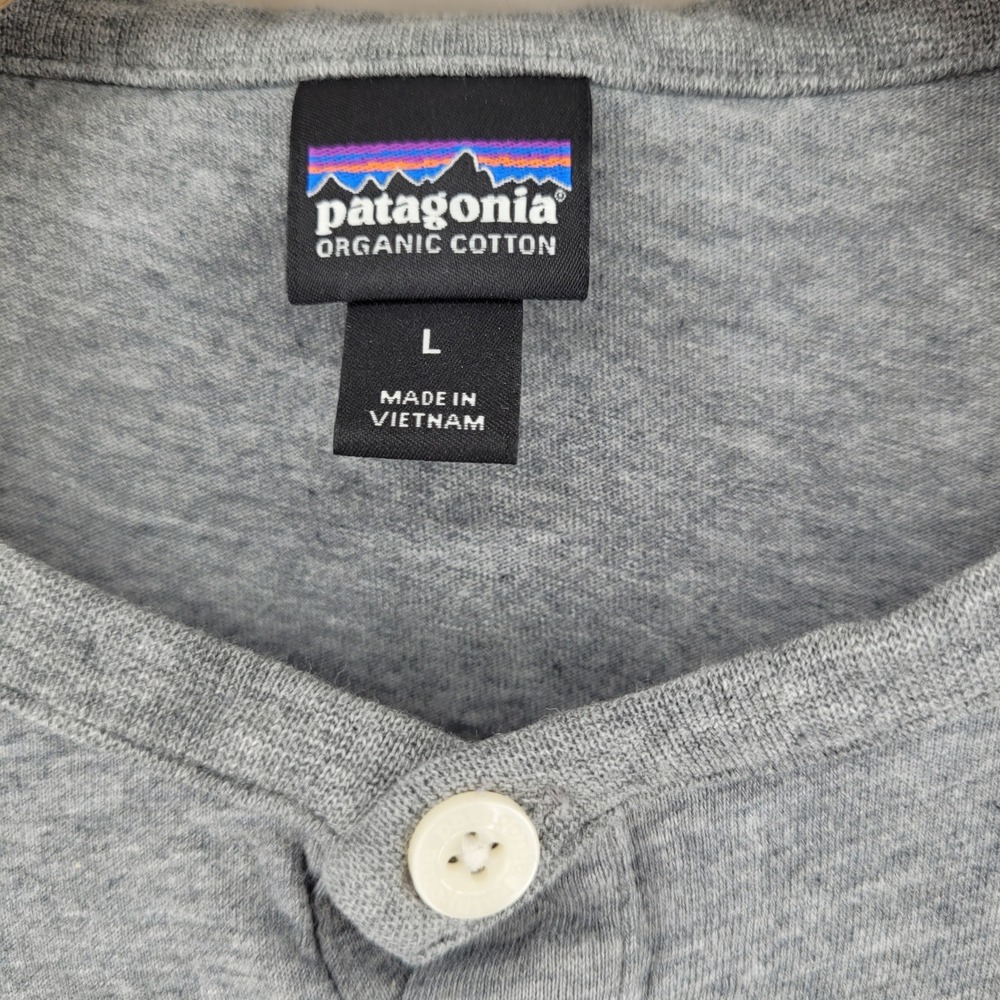 Patagonia Henley Shirt Mens Large Gray Long Sleeve Organic Cotton STY52260 FA16 - Picture 3 of 8